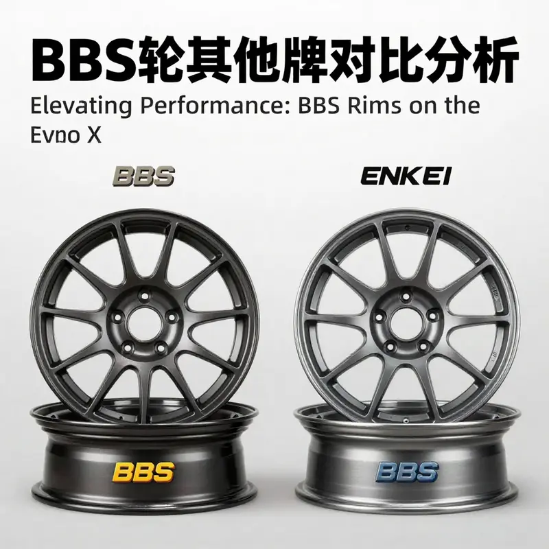 BBS rims prominently featured on a Mitsubishi Evo X, highlighting their integral role in performance and aesthetics.