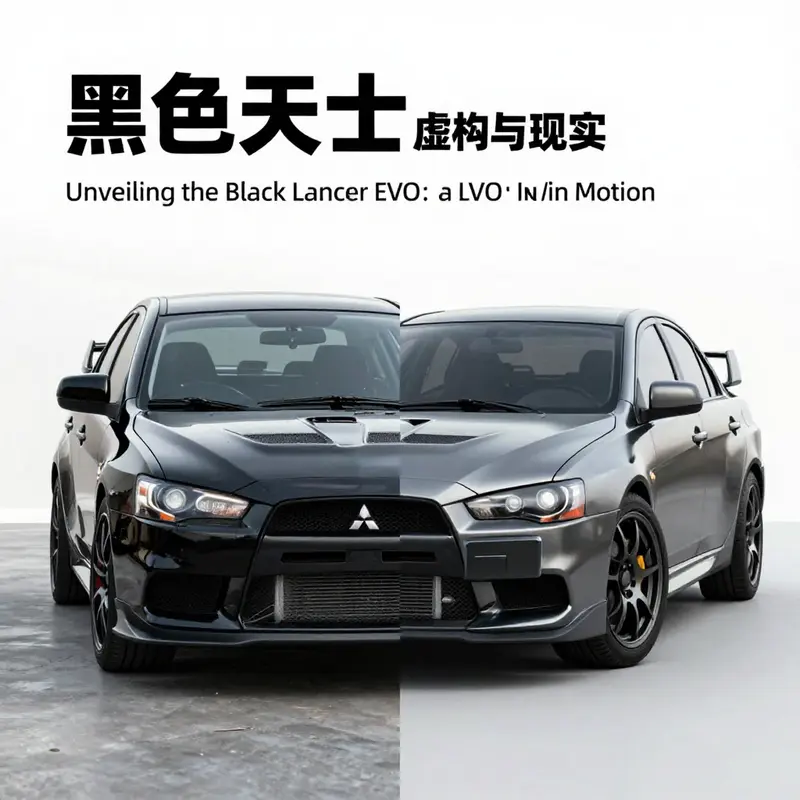 The striking exterior design of the black Mitsubishi Lancer Evolution exemplifies automotive elegance and performance.