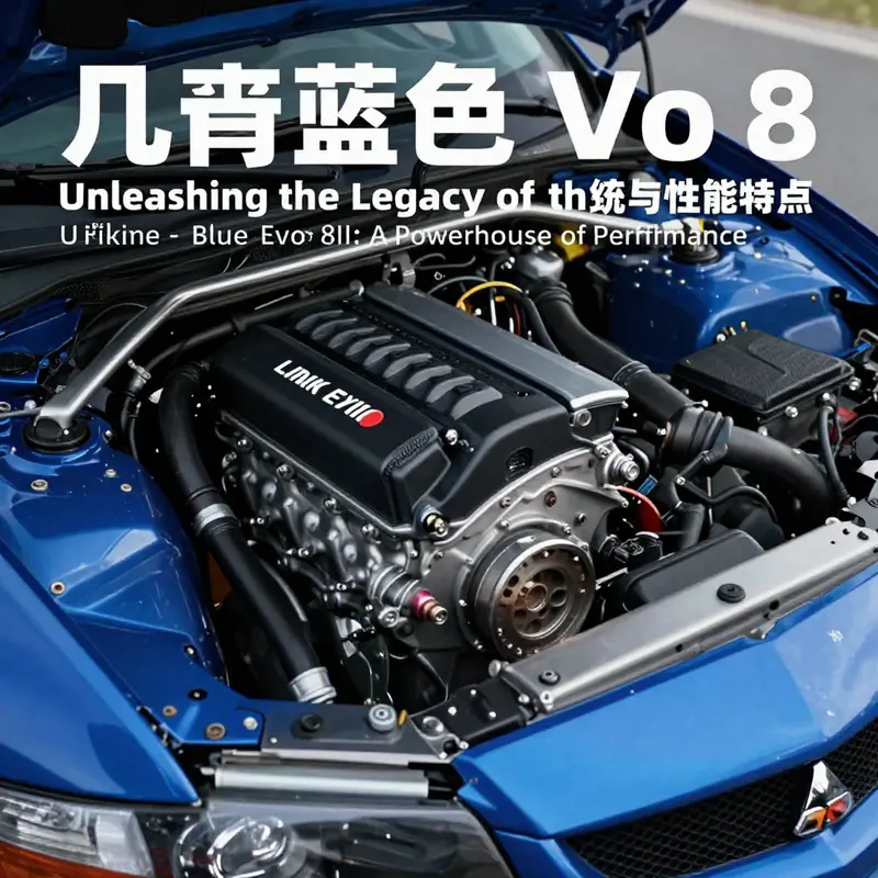 The powerful 2.0L 4G63T turbocharged engine of the Blue Evo 8, demonstrating its high-performance capabilities.