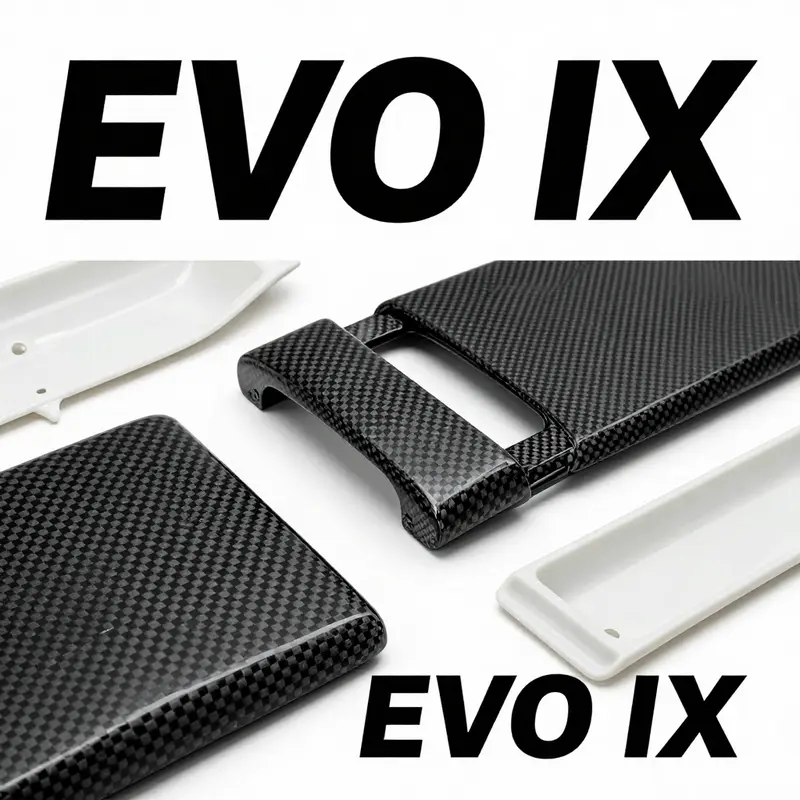 Exploring various materials used for front lips, including genuine carbon fibre and white-painted alternatives.