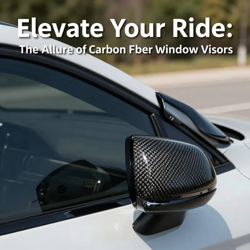 Carbon fiber window visor enhancing the sporty look and functionality of a vehicle.