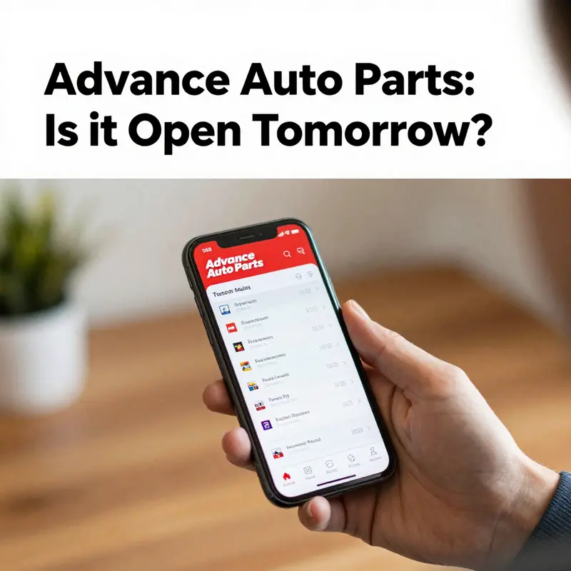 Advance Auto Parts store showcasing its operating hours with an open sign.