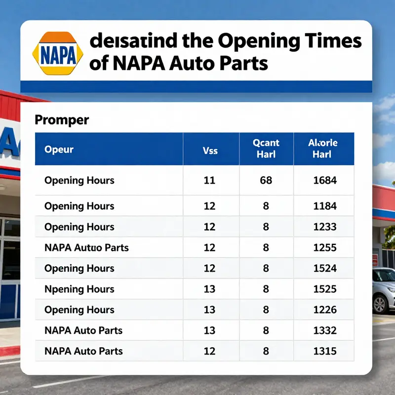 Variability in opening hours across various NAPA Auto Parts locations.