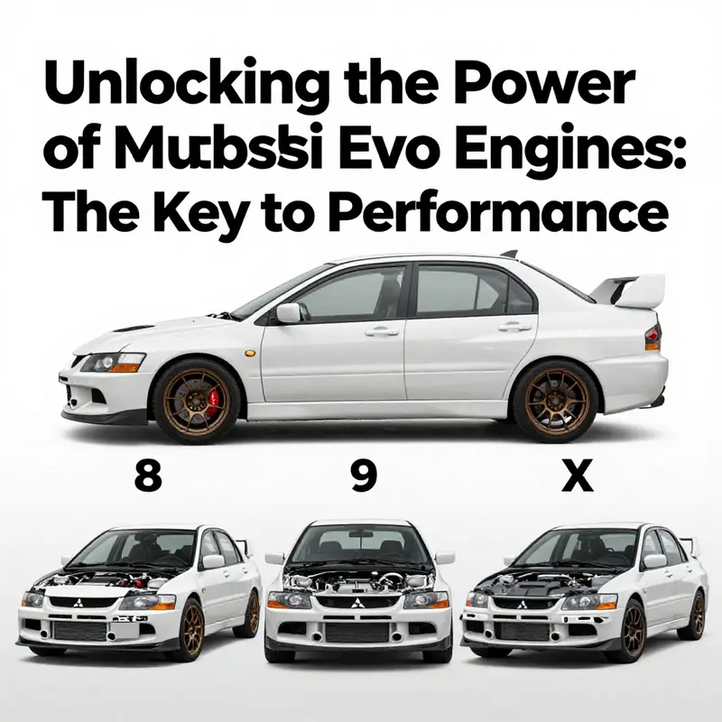 A collection of Mitsubishi Evo engines represents the variety available in the market.