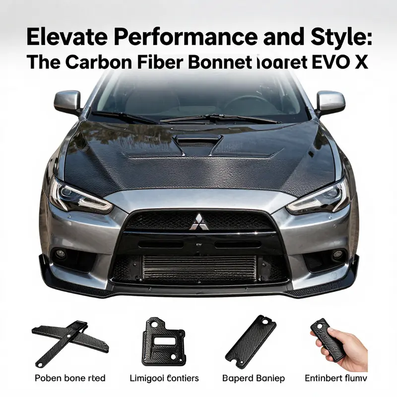 The carbon fiber bonnet hood enhances the Mitsubishi Lancer EVO X’s performance through reduced weight and improved aerodynamics.