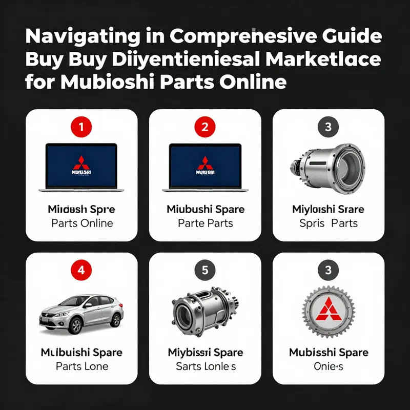 A step-by-step infographic outlining the process of buying Mitsubishi spare parts online efficiently.