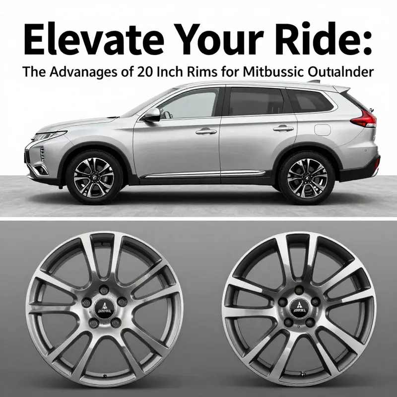Detailed view of 20 inch black alloy rims tailored for Mitsubishi Outlanders.