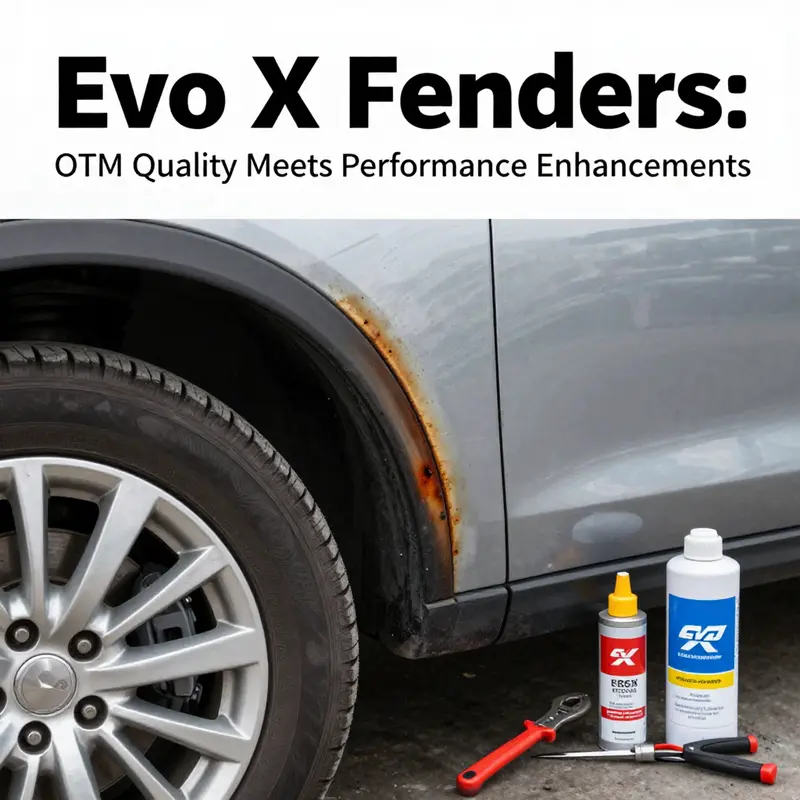 Comparison of OEM and aftermarket Evo X fenders.