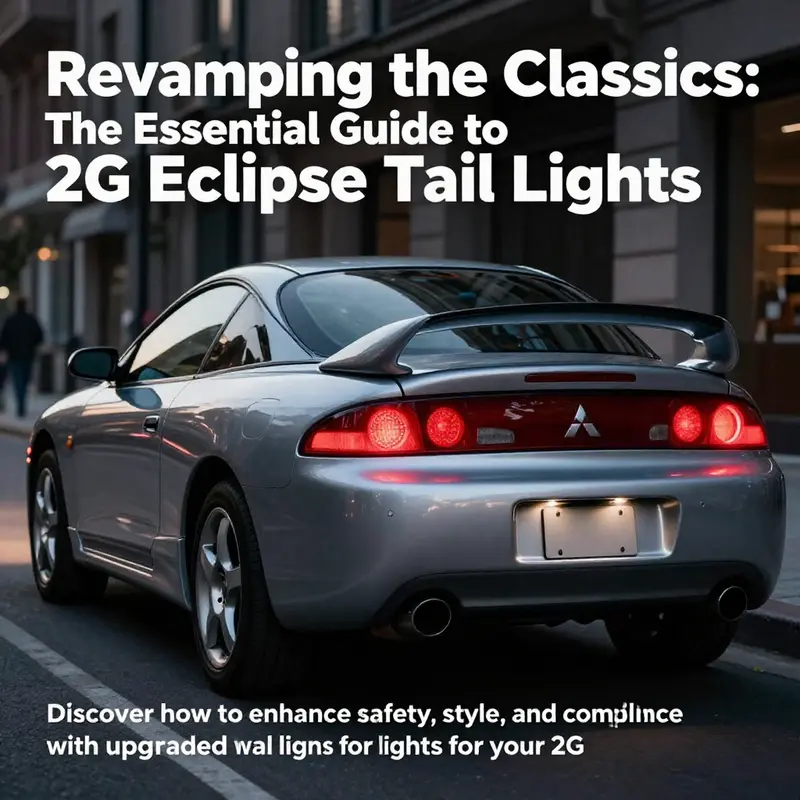 A stunning view of a 2G Mitsubishi Eclipse emphasizing its upgraded tail lights against the backdrop of a dusky skyline.