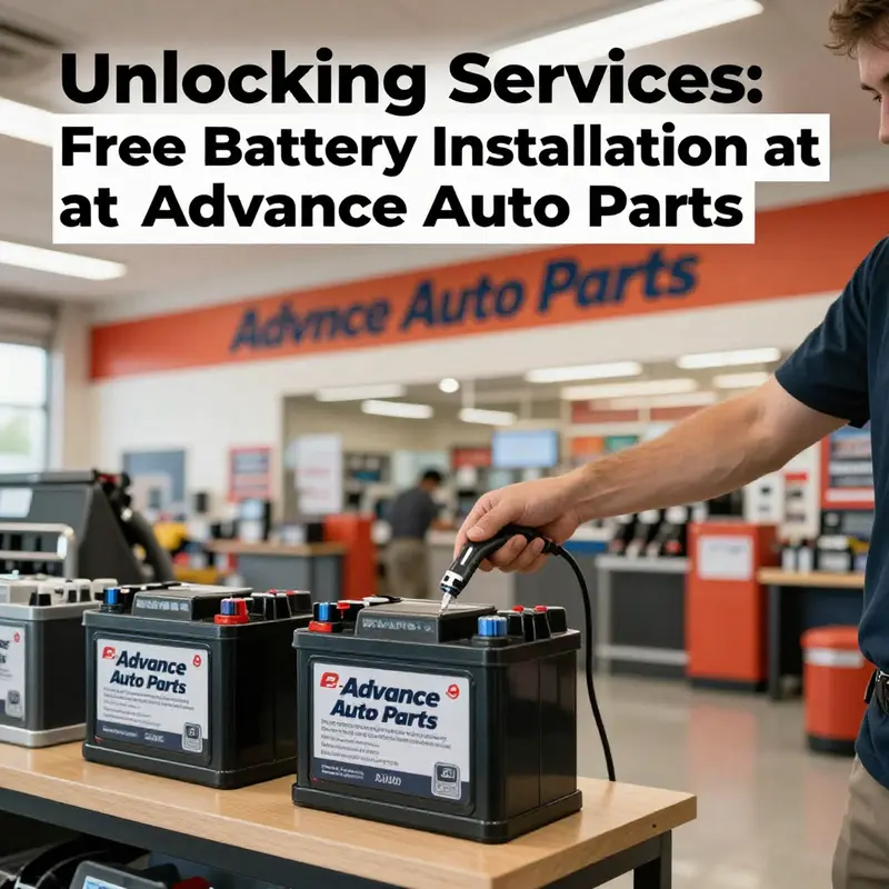 Interior of an Advance Auto Parts store focused on battery installation services.