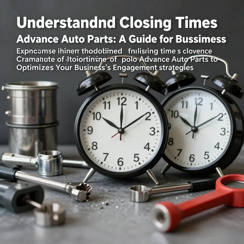 A cover image showcasing automotive tools and a clock, symbolizing the theme of store closing times.