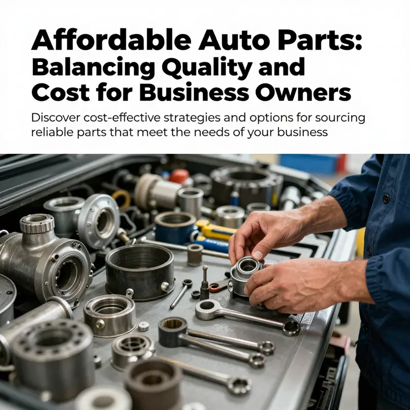 A business owner reviewing various auto parts, tools laid out, reflecting the theme of affordable auto parts sourcing.