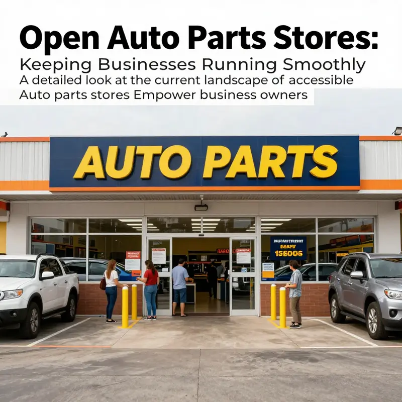 An exterior shot of an auto parts store accessible to consumers, demonstrating an active and open business environment.