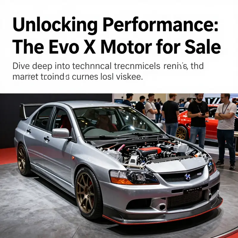 An Evo X car on display amidst a crowd of automotive enthusiasts at an exhibition.