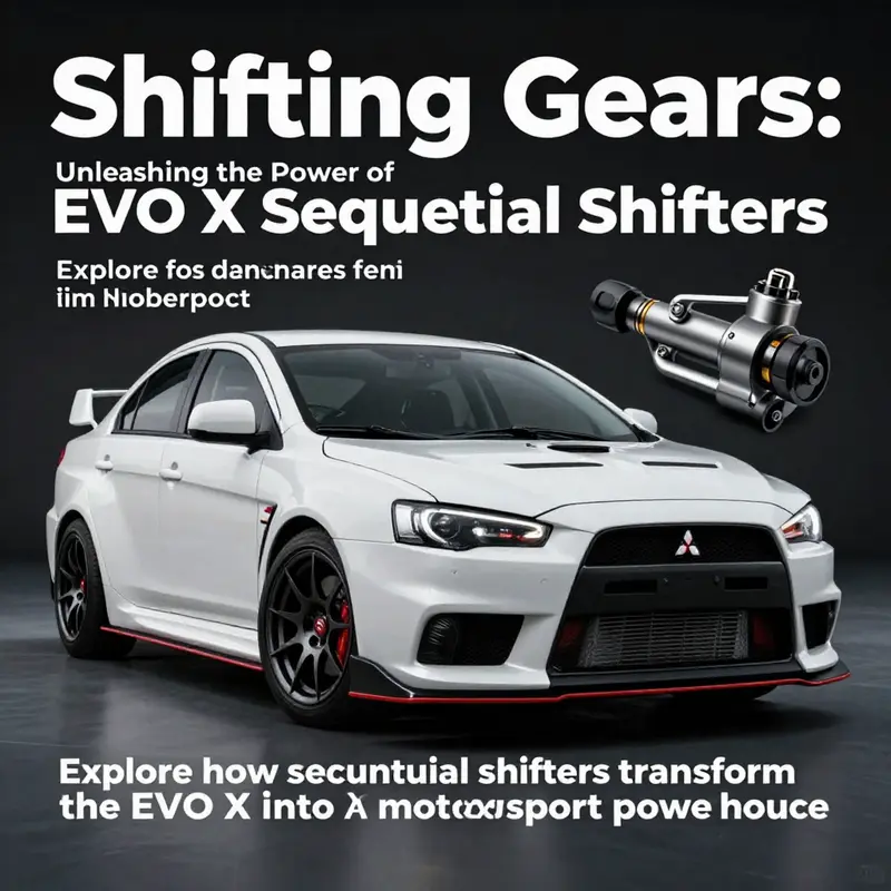 Cover image showing a Mitsubishi Lancer Evolution X featuring a custom sequential shifter, emphasizing its design and performance enhancements.