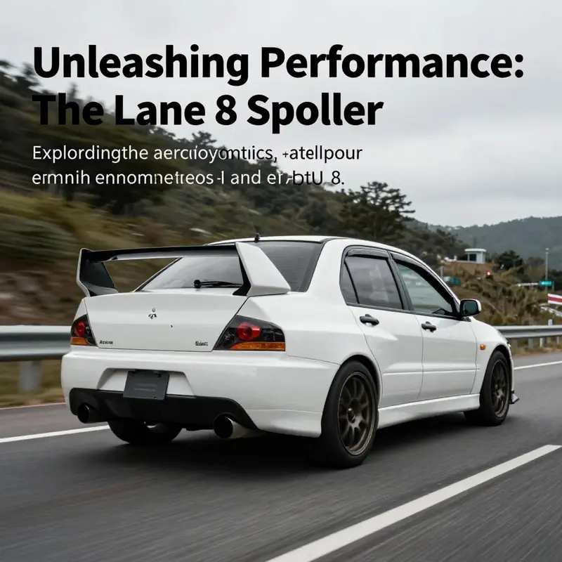 Mitsubishi Lancer Evolution VIII driving on a scenic road, highlighting its rear spoiler.