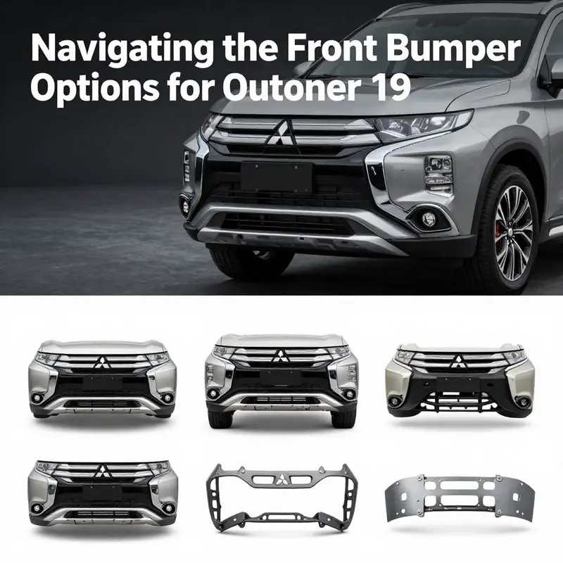 Different styles of Mitsubishi Outlander 19 front bumpers displayed artistically.