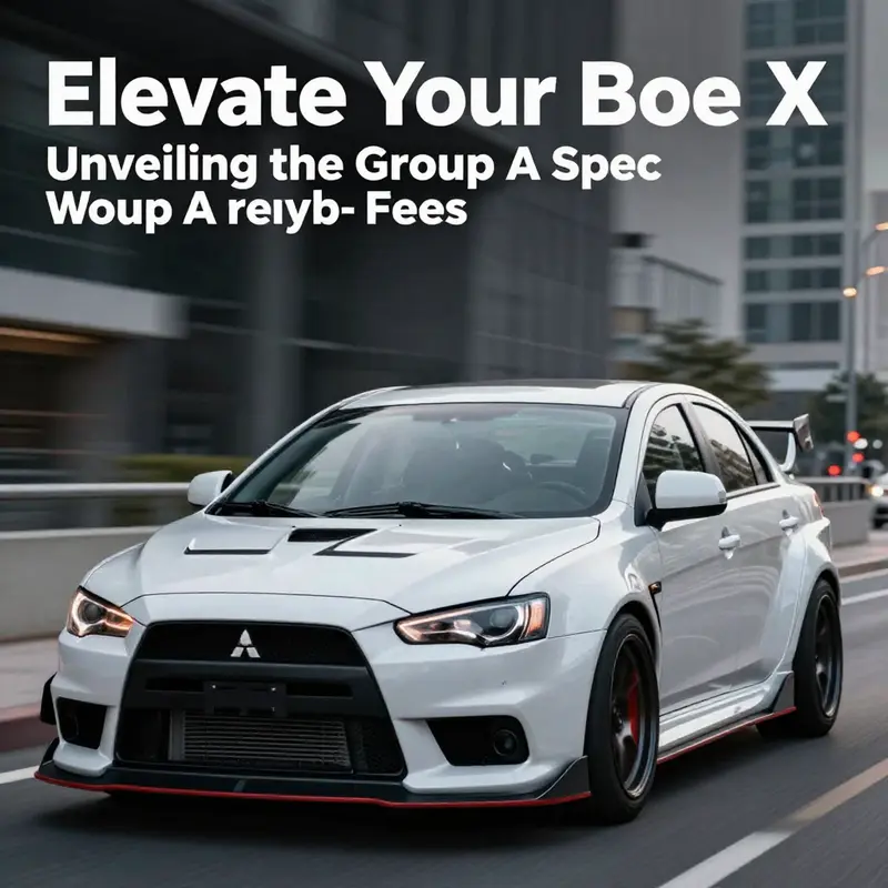 Sleek Mitsubishi Evo X adorned with Group A wide front fenders, showcasing an aggressive design in an urban environment.