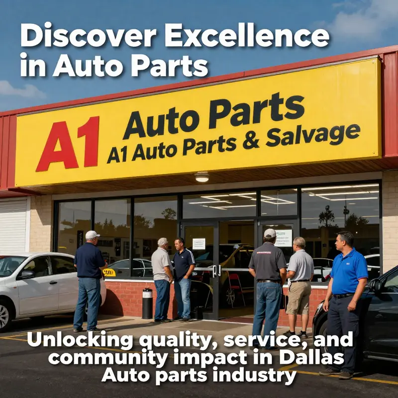 A lively scene outside A1 Auto Parts & Salvage, showing customers and staff engaged in conversation.