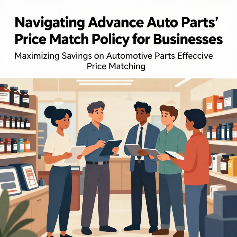 A group of business owners in conversation about automotive parts in an auto parts store.