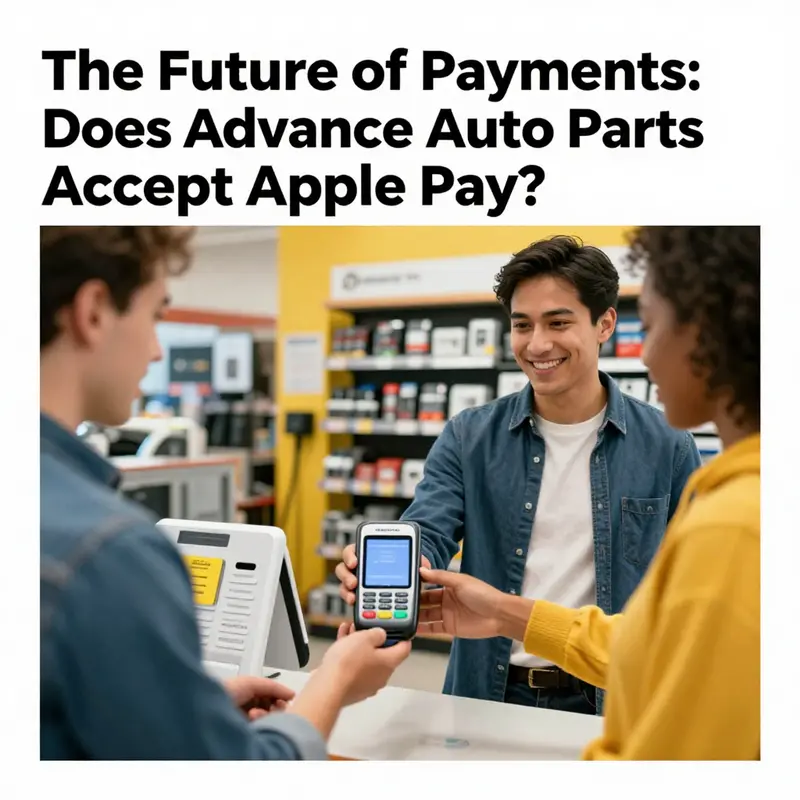 A customer joyfully paying with Apple Pay at an Advance Auto Parts store, representing the integration of modern payment options.