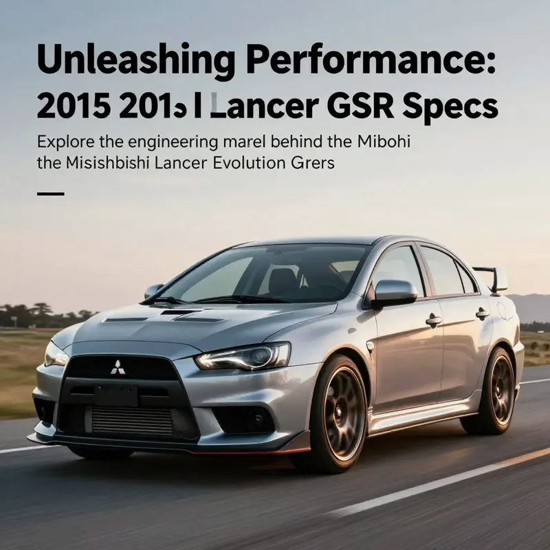 A dynamic view of the 2015 Mitsubishi Lancer Evolution GSR driving on a picturesque road.