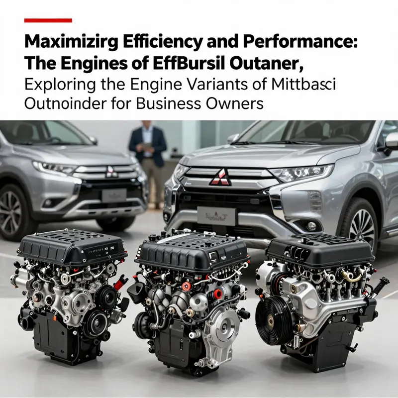 A detailed view of various Mitsubishi Outlander engines displayed in a business environment, underlining their relevance to operational efficiency.