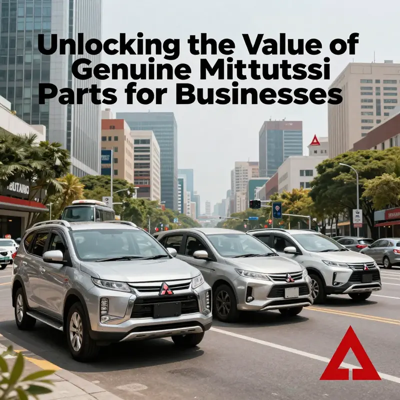 A city showcasing a lineup of Mitsubishi vehicles highlighting authentic parts and reliability.
