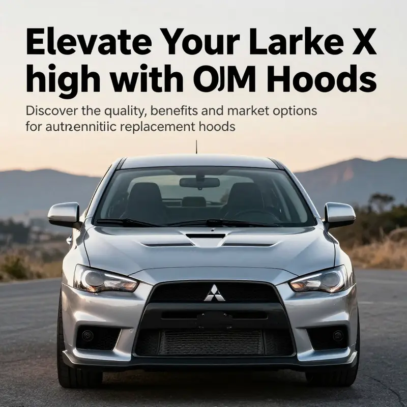 A Mitsubishi Lancer Evolution X displayed in a scenic environment, reflecting its design integrity and the significance of OEM hoods.