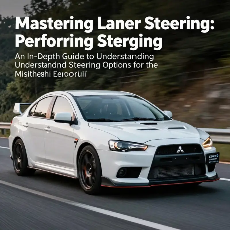 Mitsubishi Lancer Evolution parked on a scenic road, showcasing its sporty design.