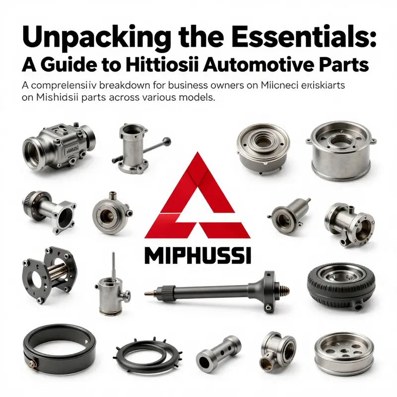 An informative cover image showcasing Mitsubishi automotive parts, emphasizing their variety and applications.