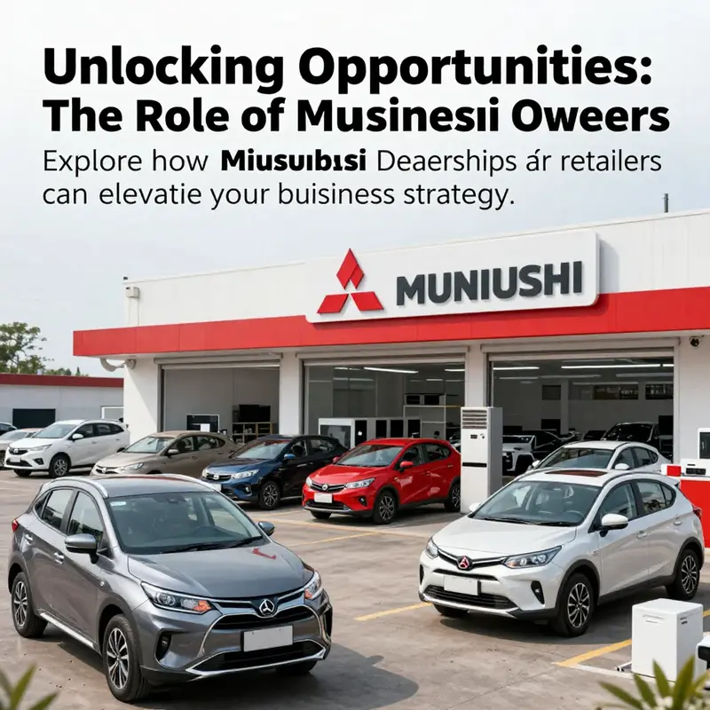 A montage of Mitsubishi vehicles and electric appliances representing the brand's wide range of services.