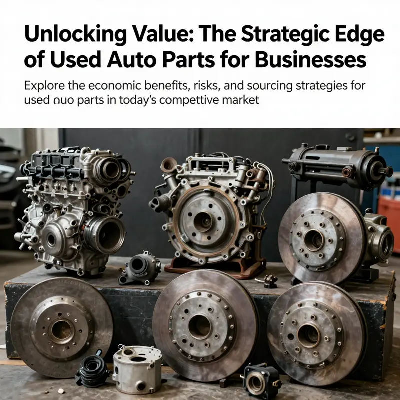 A collage of various used auto parts showcasing their variety for business inquiries.