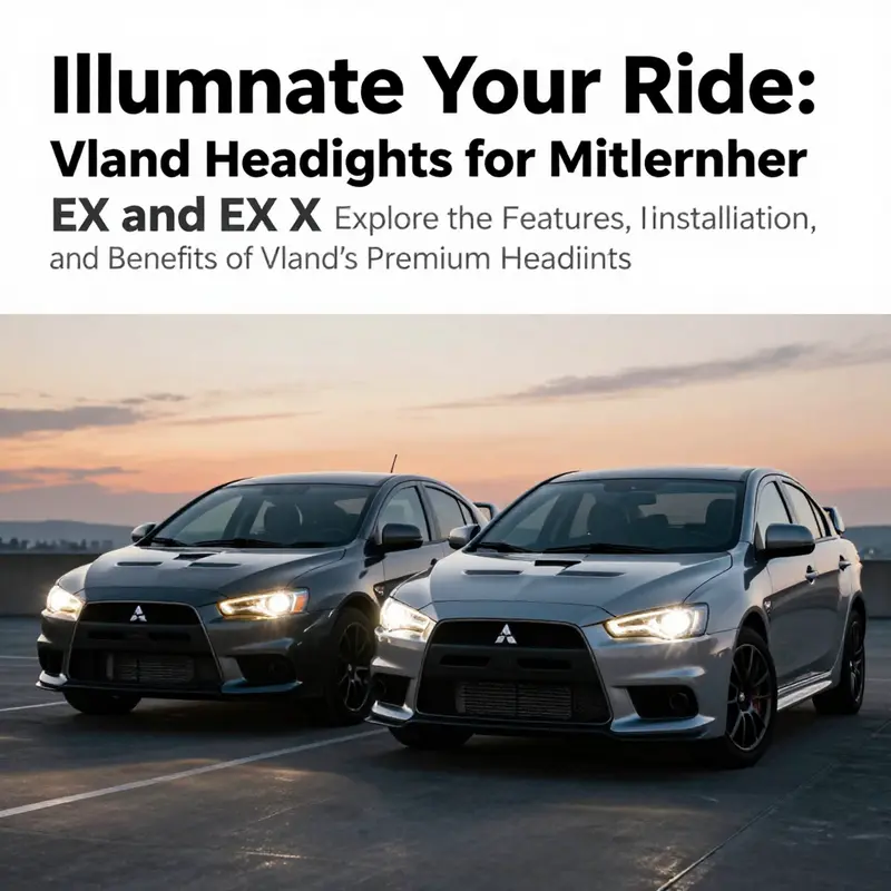 Side view of Mitsubishi Lancer EX and Evo X equipped with Vland headlights during twilight.