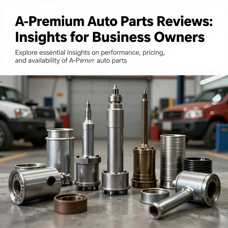 A selection of A-Premium auto parts arranged against a garage backdrop, highlighting quality and variety.