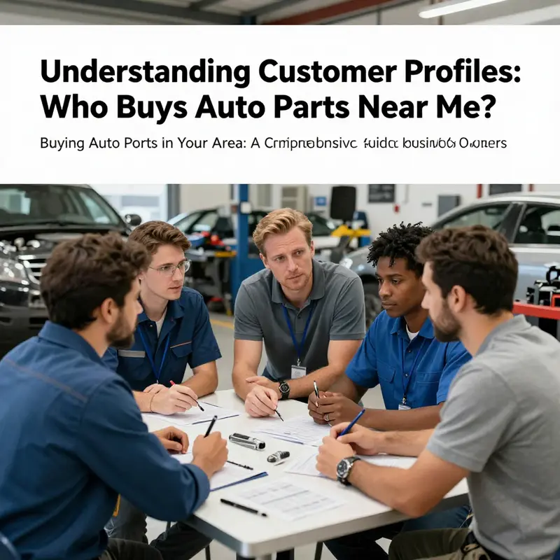 A local auto parts store bustling with activity, highlighting potential buyers interacting with staff for advice.