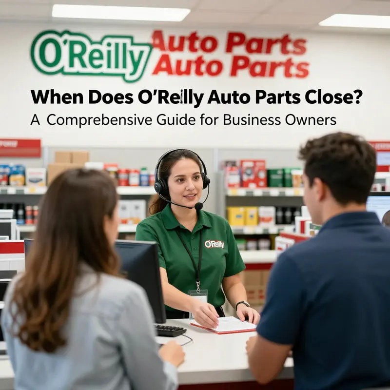 An O’Reilly Auto Parts location showcasing the variances in closing times.