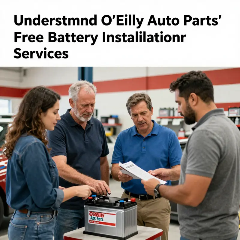 A mechanic performing battery installation at O’Reilly Auto Parts, showcasing their service.