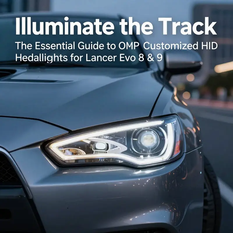 Advanced HID headlight showcasing superior design tailored for Mitsubishi Lancer Evolution 8 & 9.