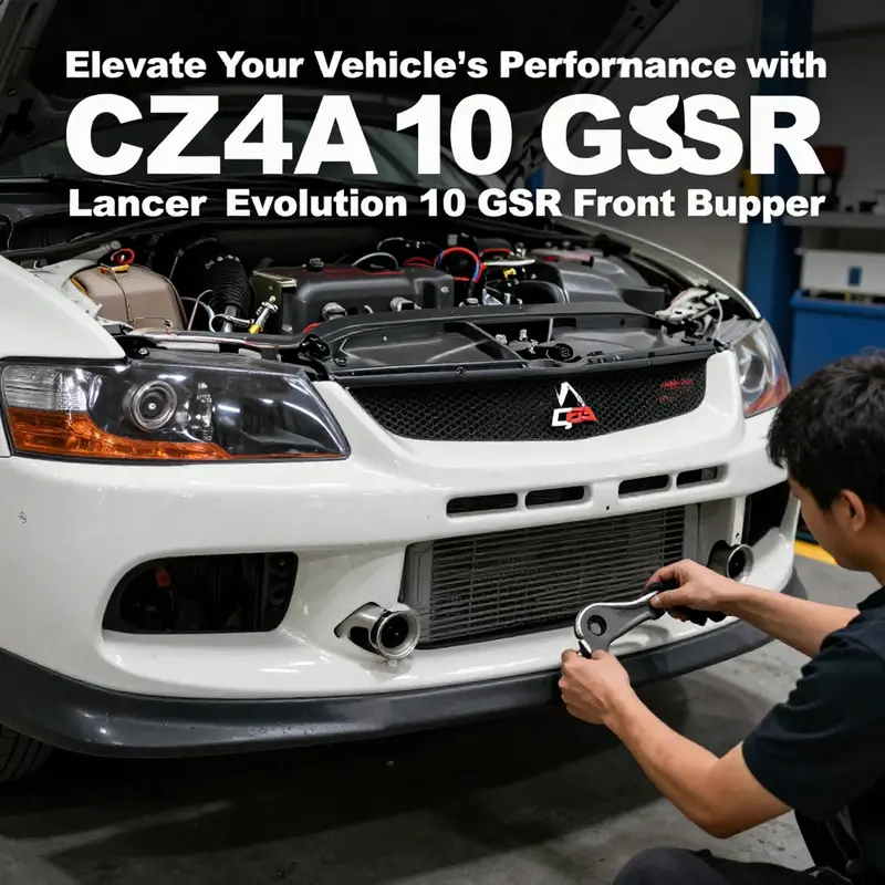 Detailed view of the CZ4A Lancer Evolution 10 GSR front bumper emphasizing its structural integrity and aesthetic appeal.