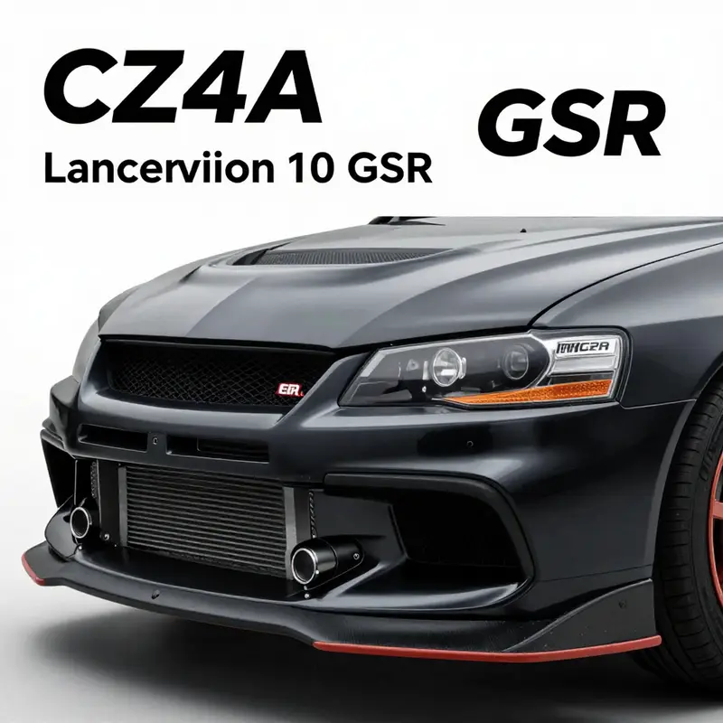 Detailed view of the CZ4A Lancer Evolution 10 GSR front bumper emphasizing its structural integrity and aesthetic appeal.