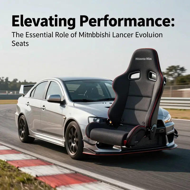 Detailed view of the ergonomic design and features of Mitsubishi Lancer Evolution seats, highlighting their racing lineage.