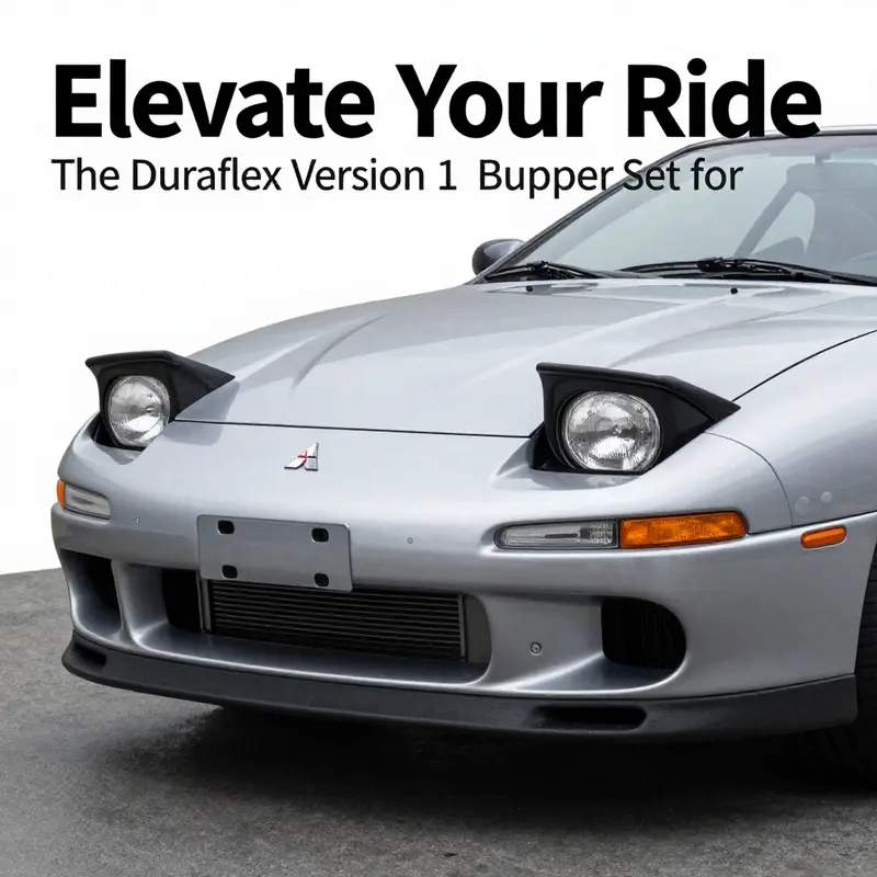 Front view of the Duraflex Version 1 bumper installed on a Mitsubishi 3000GT, illustrating its fit and finish.