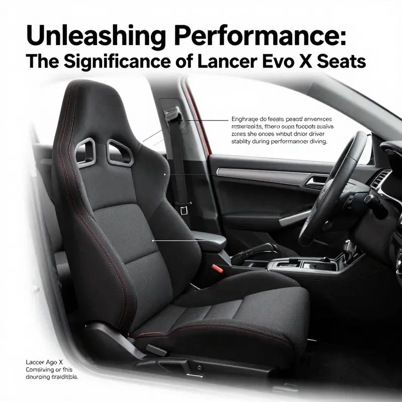Recaro racing seat in a Lancer Evo X emphasizing design and comfort.