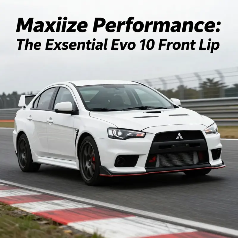 Close-up view of the Evo 10 front lip highlighting its technical design and materials.