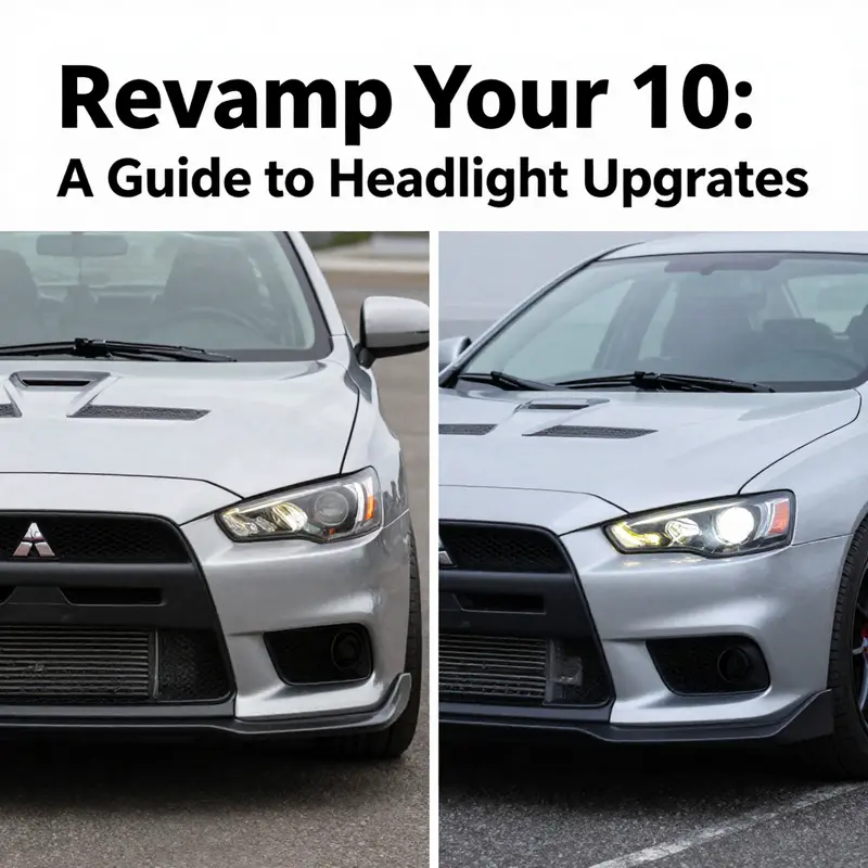 Evo 10 headlights featuring design variants such as projector lenses and chrome housing.
