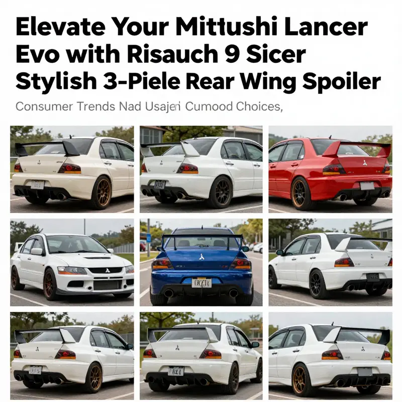 An overview of the Evo 8 9 style rear wing spoiler, highlighting its premium ABS plastic construction.