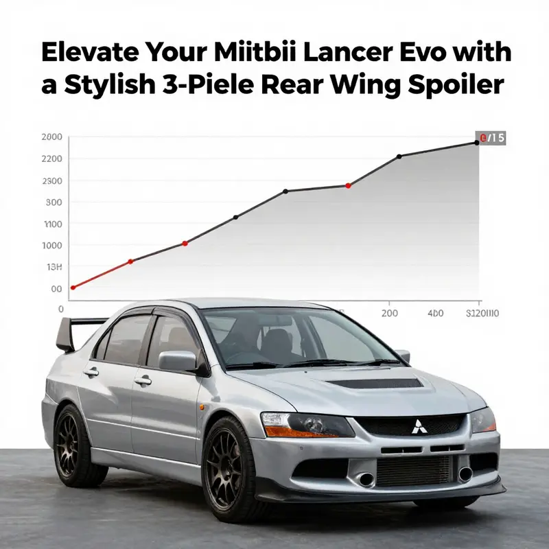 An overview of the Evo 8 9 style rear wing spoiler, highlighting its premium ABS plastic construction.