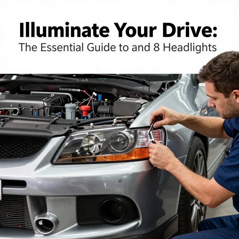 A selection of OEM and aftermarket Evo 8 headlights, highlighting the available choices.