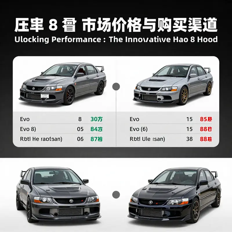 The carbon fiber structure of the Evo 8 hood, emphasizing weight reduction and performance features.